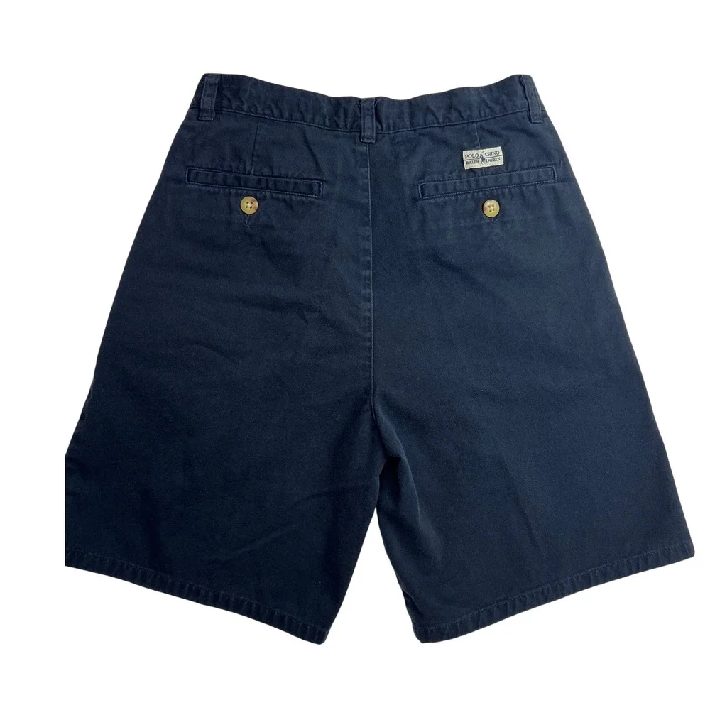 Polo Ralph Lauren Chino Shorts Boy 14 Navy Blue Pleated Cotton Casual Preppy G12